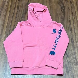 Carhartt Kids Hoodie in Pink with Blue Logo size 6X